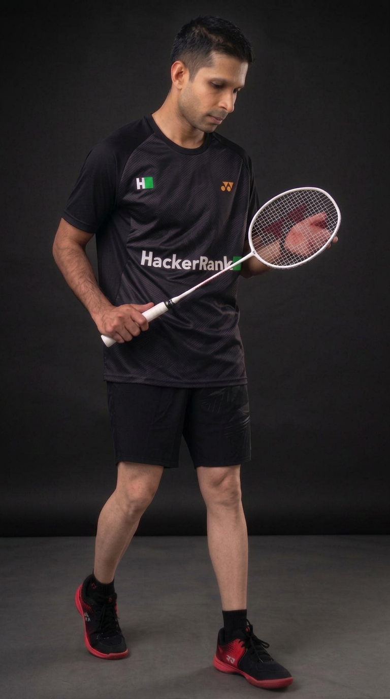 Badminton Player holding racket